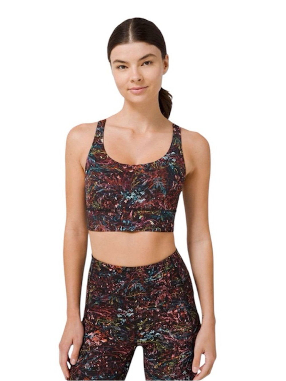 Lululemon Energy Bra Long Line Medium Support, B–D Cup Foliage Overlay Multi 4
